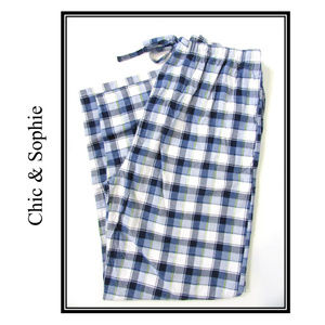 Men's Sleepwear Pajama Pants Blue White Lounge